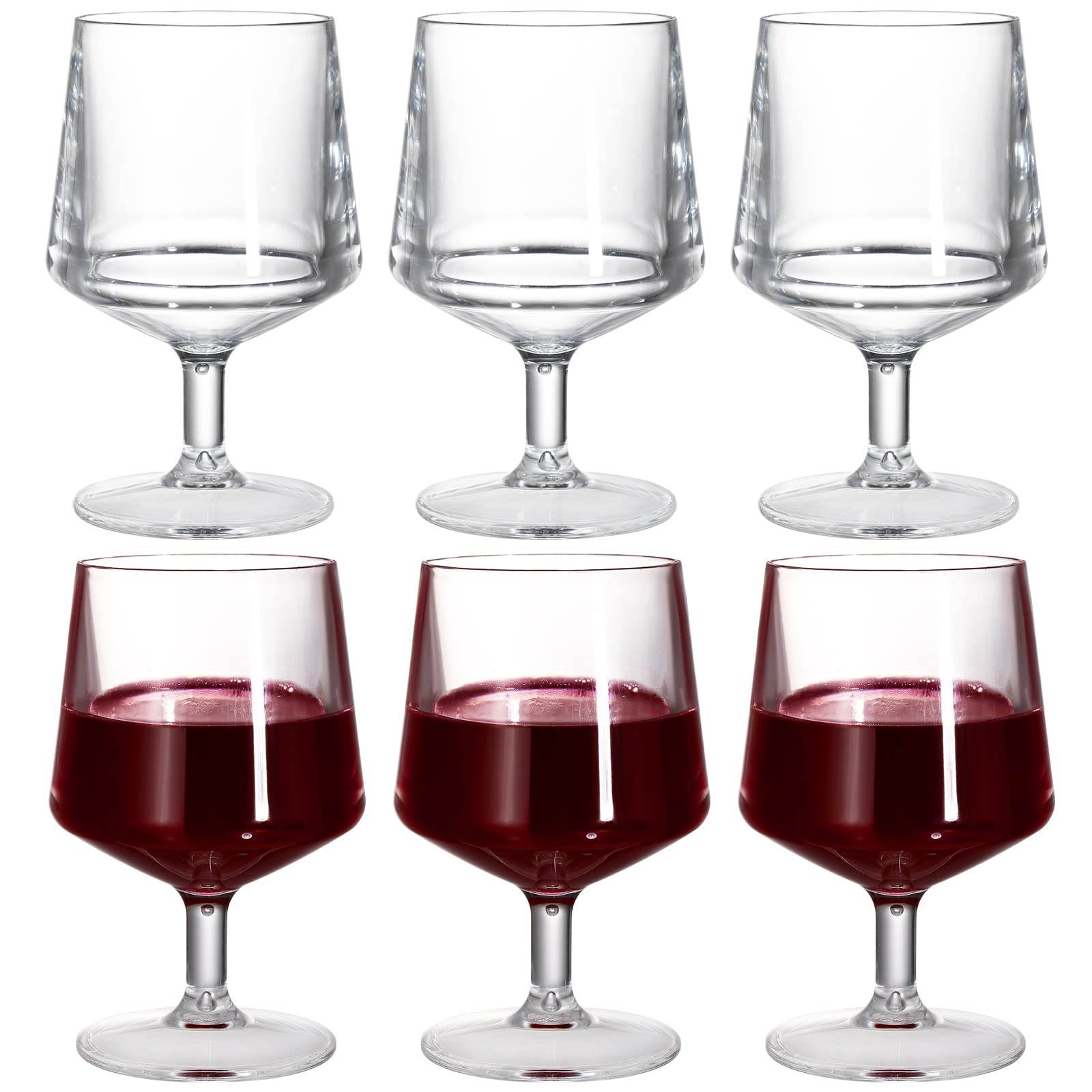 Frcctre Set mit 6 Acryl-Weingläsern, 300 ml, unzerbrechliches Tritan-Kunststoff-Weingläser, Brandy, Whiskey, Kristallgläser, Snifter, dicke Rotweinkugeln, BPA-frei und bruchsicher