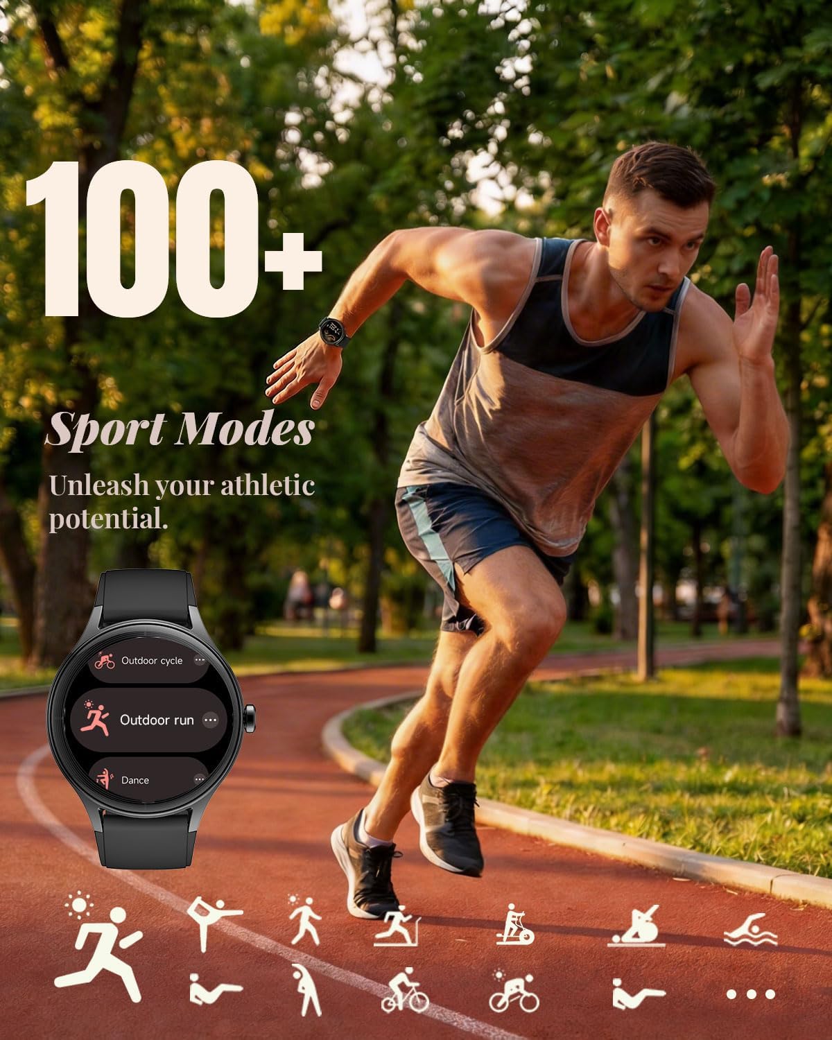 TOOBUR inteligentny zegarek dla kobiet, smartwatch kompatybilny z Androidem i iOS, odbieranie połączeń, śledzenie tętna