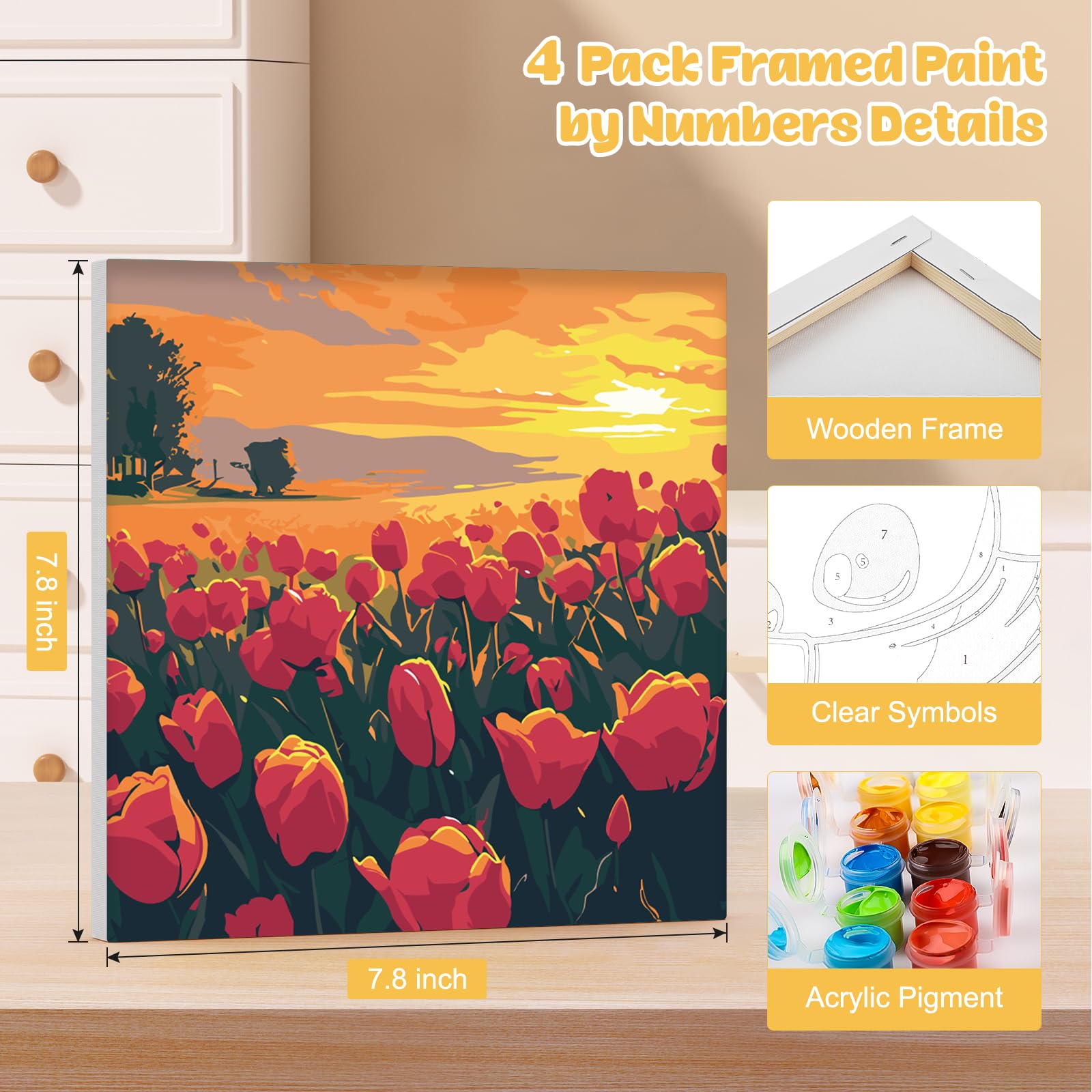 MOGTAA Malen Nach Zahlen „Bus Bei Sonnenuntergang“ – 40x50 Cm Leinwand Für Erwachsene & Anfänger