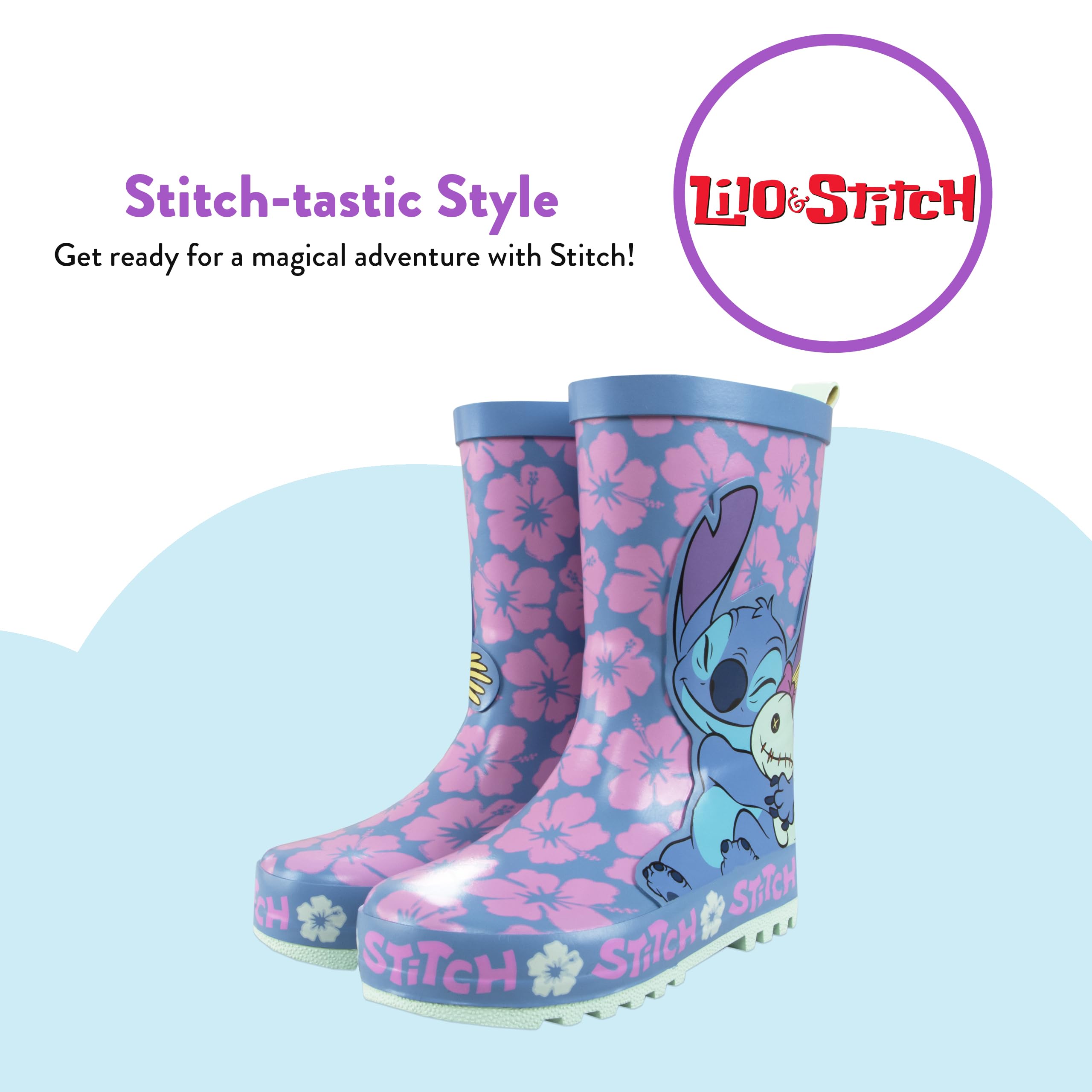Disney Lilo et Stitch Bottes pour filles | Bottes filles | Botte en caoutchouc pour enfants | Botte de pluie pour enfants filles | 24 et 34