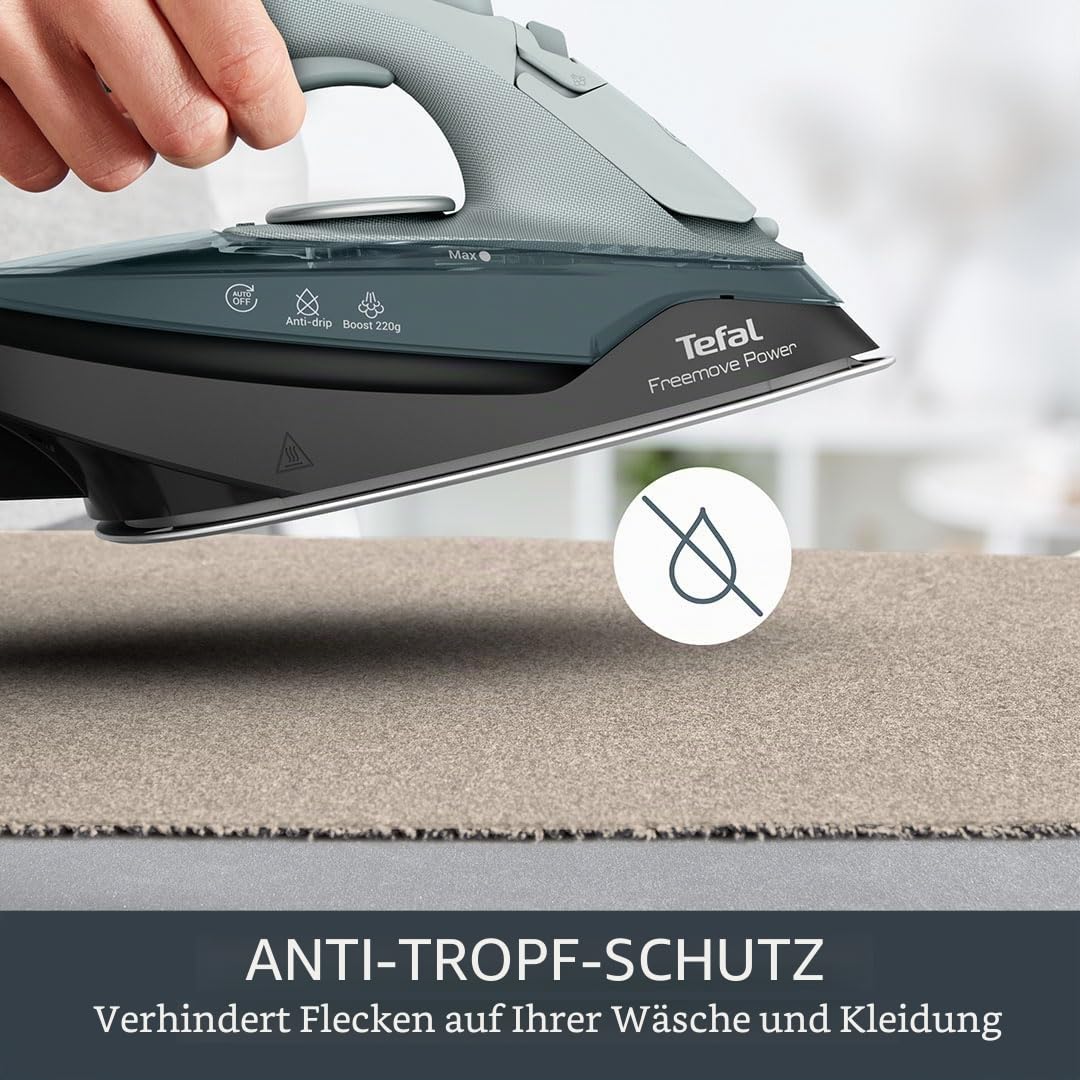 Tefal Freemove Power FV6672G0 Dampfbügeleisen, kabellos, 2600 W, 40 g/min kontinuierlicher Dampf, 220 g, 11 Sekunden Aufladung, leicht, 960 g, Keramiksohle, automatische Abschaltung, auslaufsicher