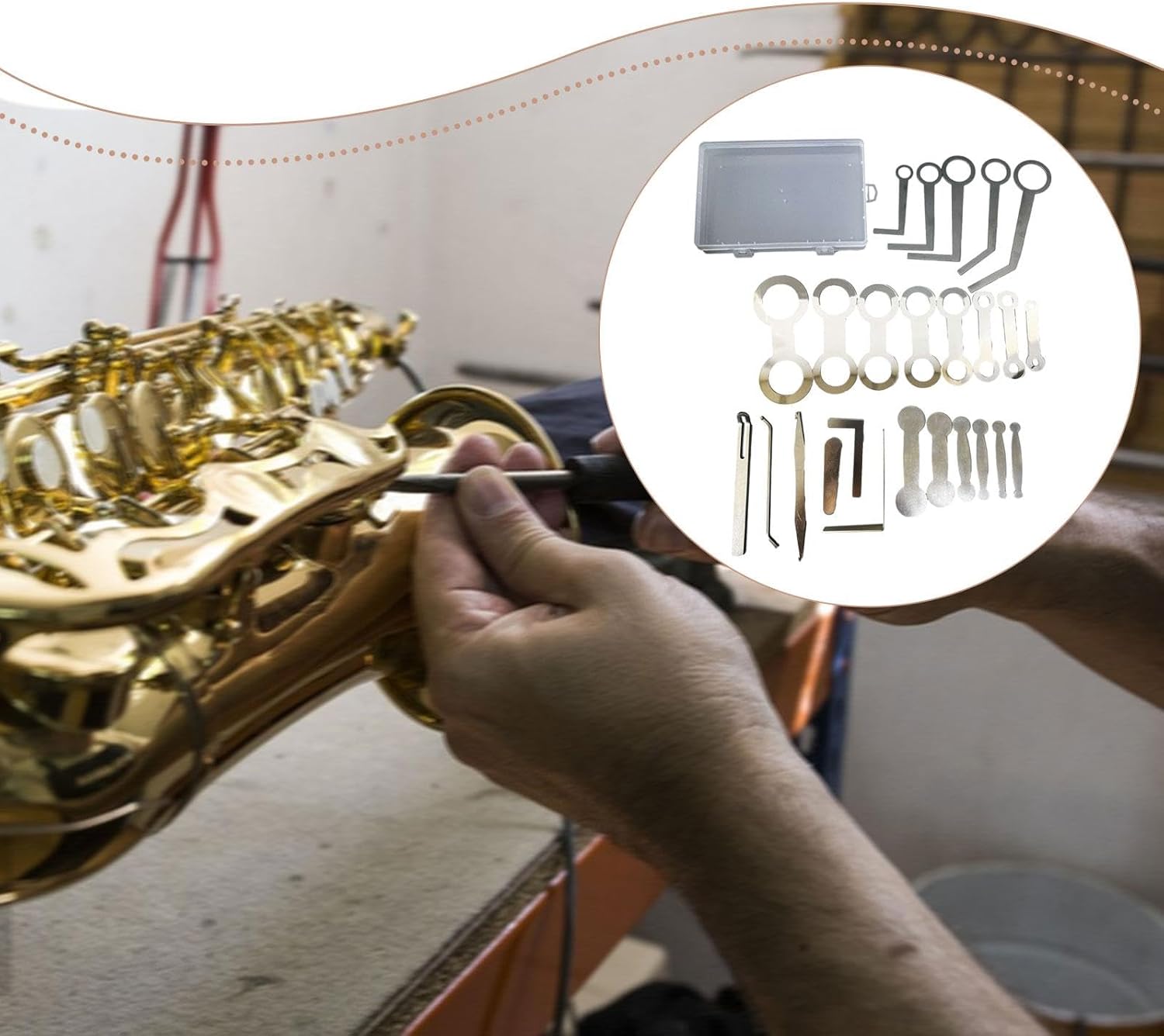 ｋｏｗａｋｕ サックス修理ツールキット パッドフラットツールセット メンテナンスアクセサリー サックスパッド修理ツール