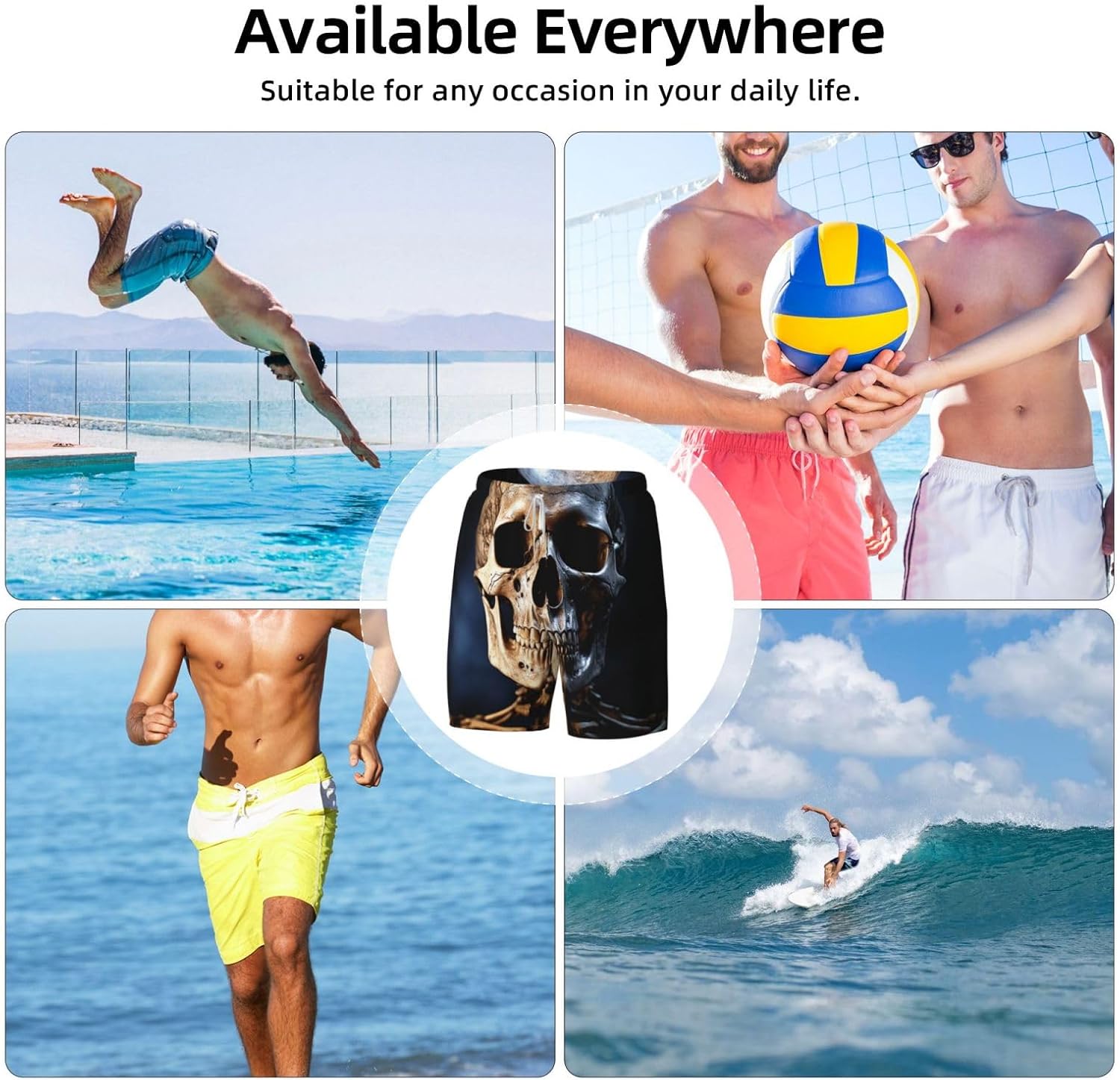 Mens Swim Trunks 2 in 1 Quick Dry Bathing Suits Beach Shorts with Compression Liner Skeleton Board Short