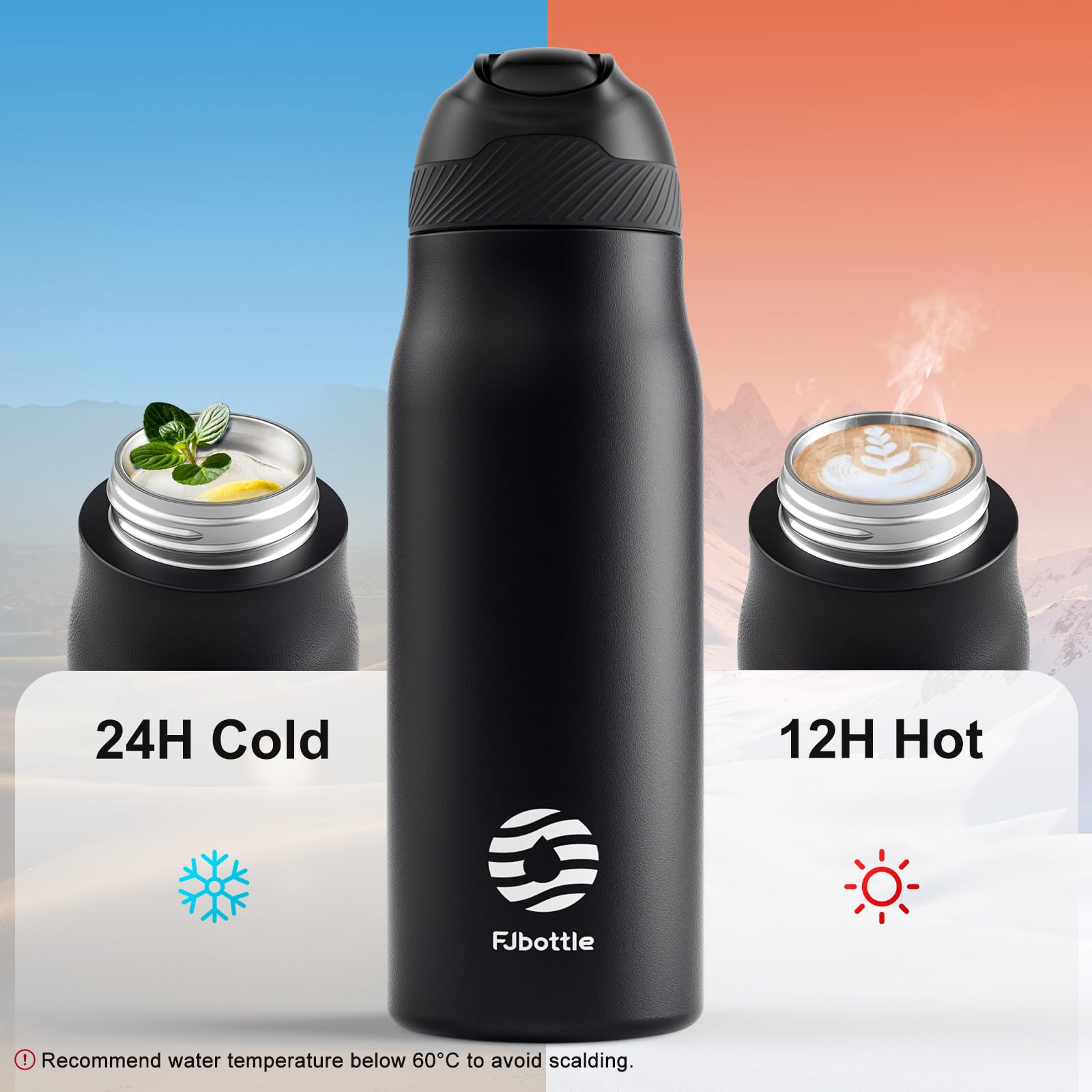 Bouteille D'eau Isotherme Avec Paille Et Couvercle - 550 Ml