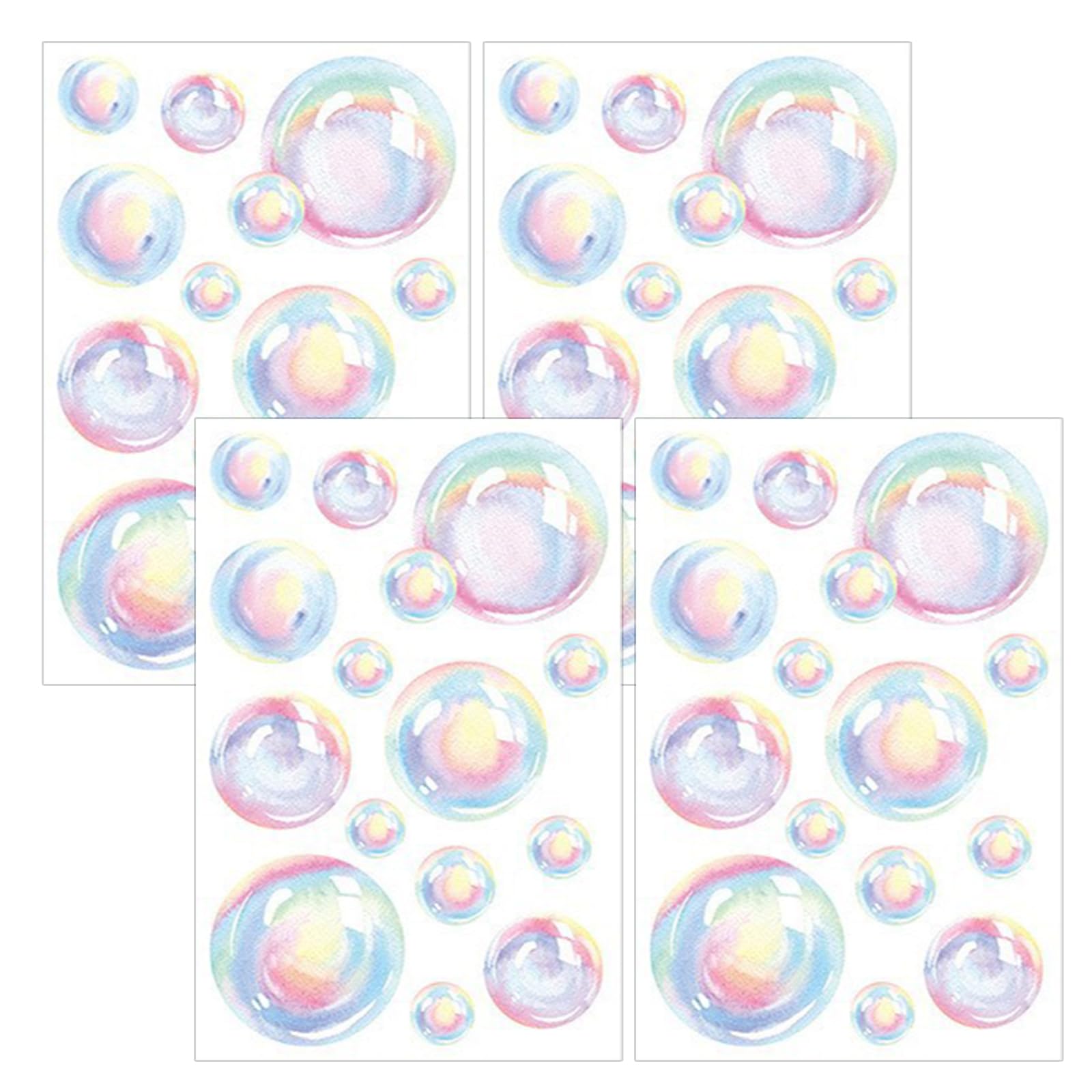 4 Sheets Bubble Wall Stickers Bathroom Wall Decal Colorful Bubble Bathroom Tile Stickers Waterproof Stickers for Boys Girls Bedroom Nursery Bathtub Decor (Rainbow)
