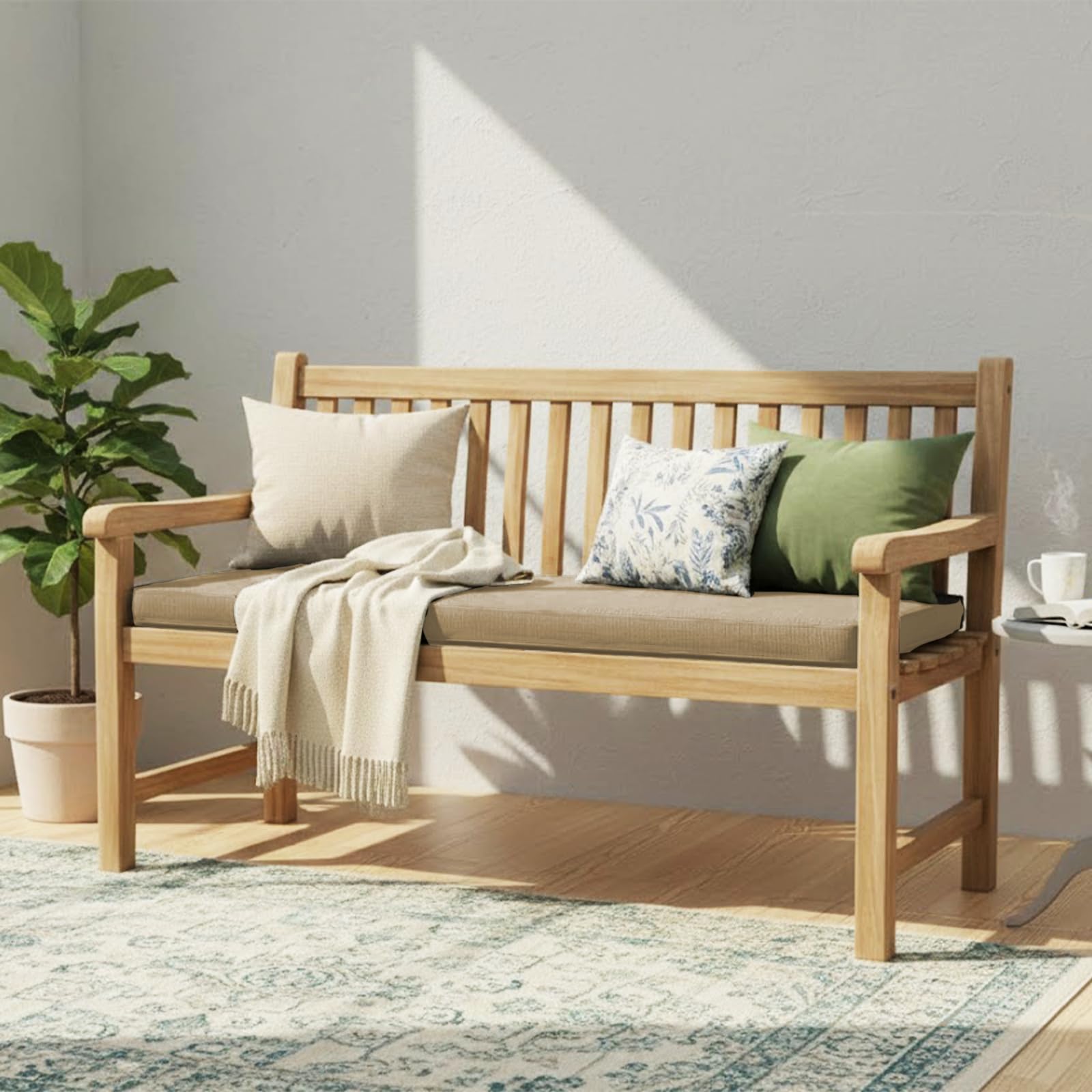 HAND Cuscino per Panca 120x40 cm - Interno ed Esterno - Seduta Imbottita, Morbida e Resistente - Per Giardino, Patio, Cucina - Prodotto in Italia (Tortora)