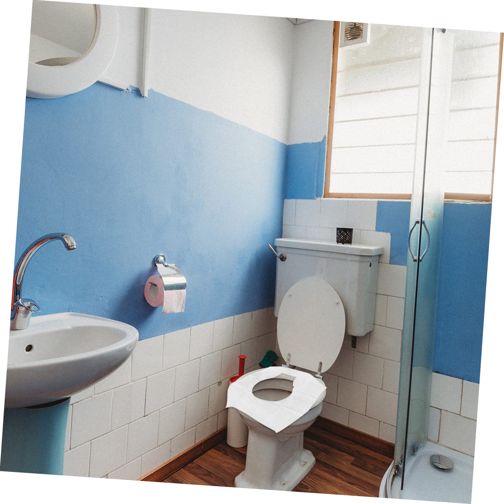 SOESFOUFU 100pcs Seat Paper Disposable Toilet Covers for Women Men Hotel Toilet Cushion Traveling Toilet Pad Comfortable Easy Storage Universal Fit for Standard Toilet Seats
