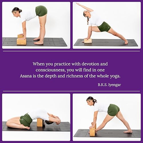 Miniatura 8 de Yogikuti Bloque de yoga de madera maciza, ecológico, duradero, antideslizante, ideal para estabilidad, equilibrio y apoyo en la práctica de yoga
