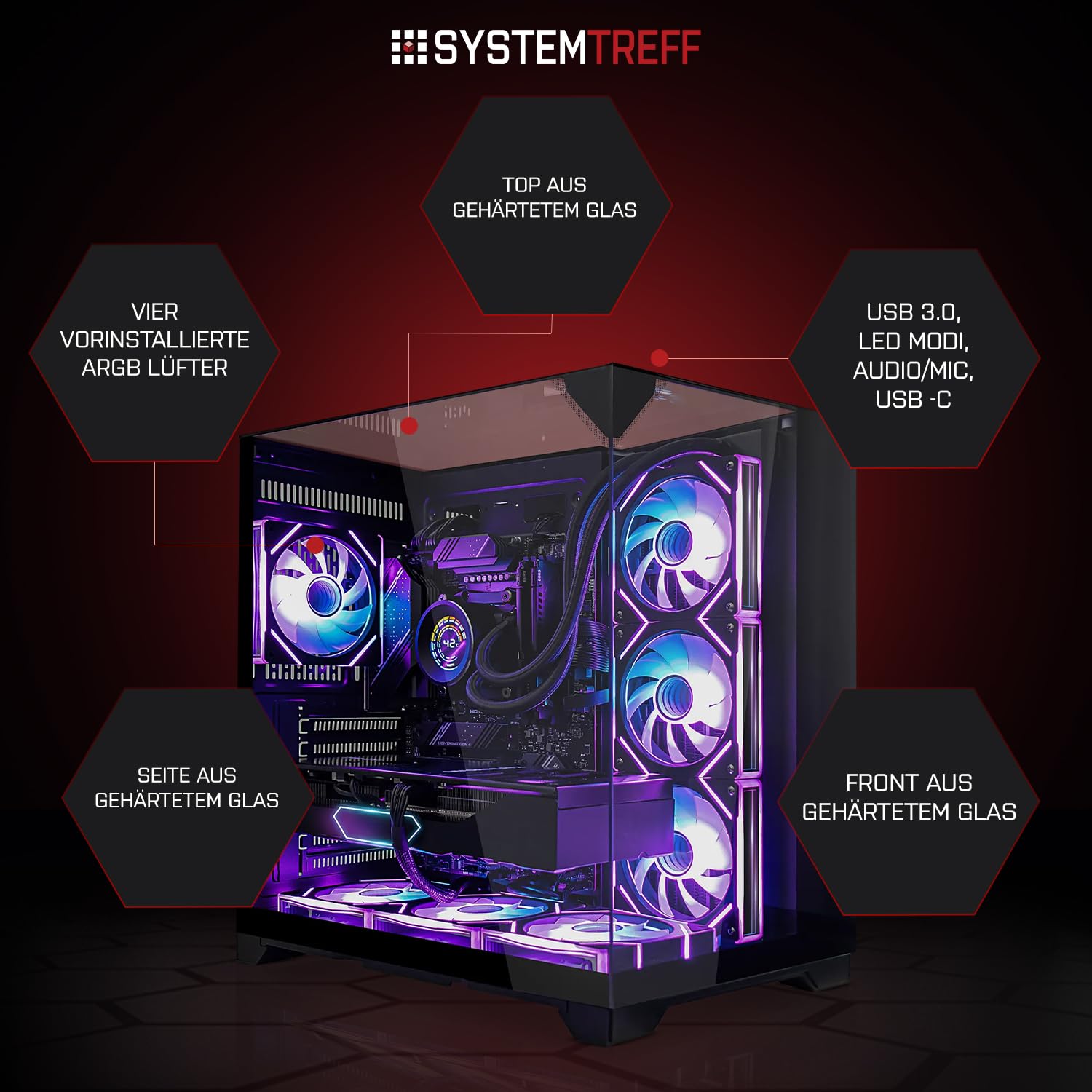 SYSTEMTREFF High-End Gaming PC AMD Ryzen 9 9950X3D 16x5.7GHz | Nvidia RTX 5080 16GB DX12 | 2TB M.2 NVMe | 32GB DDR5 RAM | Windows 11 | Desktop Computer Rechner für Gamer, Zocker & Streamer