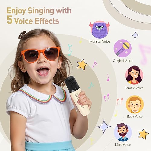 Vista 83 de Mini máquina de karaoke para niños y adultos, altavoz Bluetooth portátil con micrófono inalámbrico, para niñas de 4, 5, 6, 7, 8, 9, 10 y 12 años