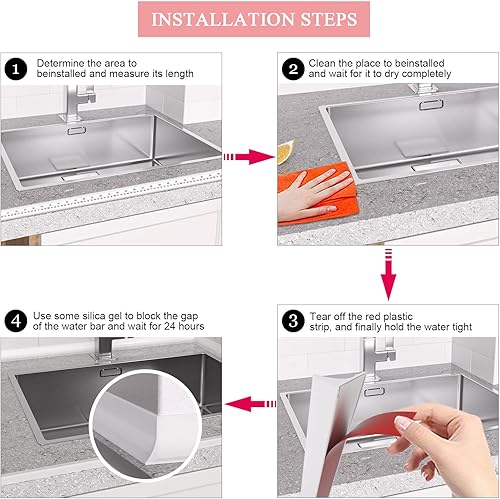 Miniatura 7 de Presa de agua para fregadero, ducha, umbral de agua, barrera de agua plegable de 0.47 pulgadas de alto, barrera de bloqueo de agua, protección