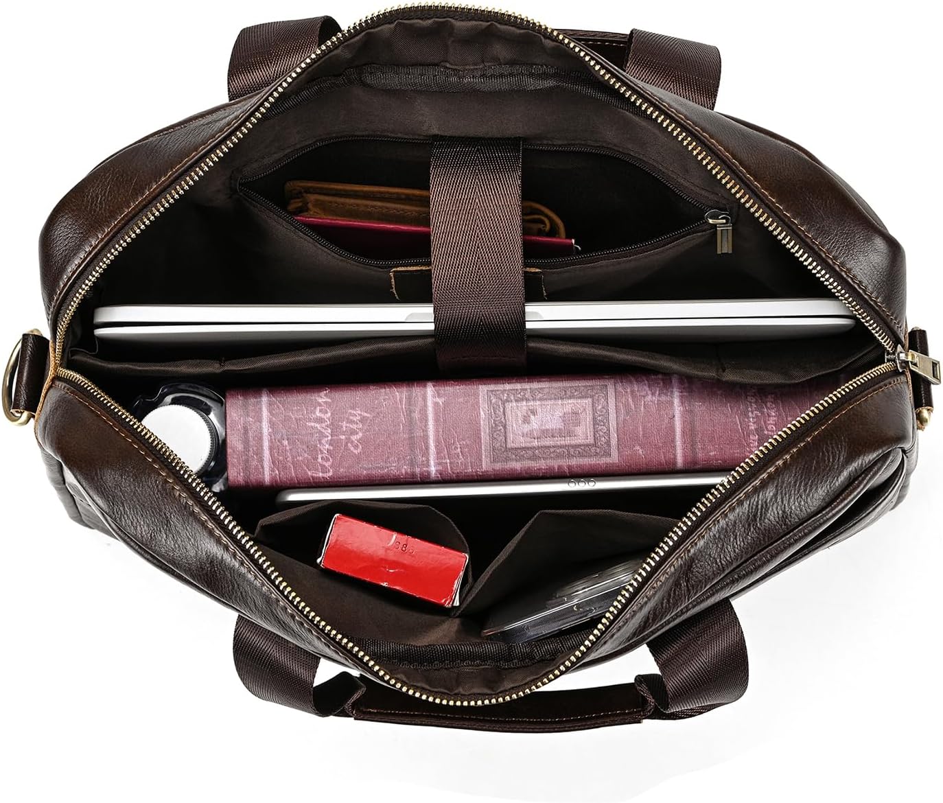 LUUFAN 15.6inch Leather Briefcases Laptop Messenger Bags Business Satchel Office Travel Computer Handbag for Men