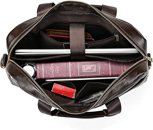 Miniatura 8 de Maletines de cuero de 15.6 pulgadas para computadora portátil, bolsas de mensajero para negocios, oficina, viajes, computadora para hombres