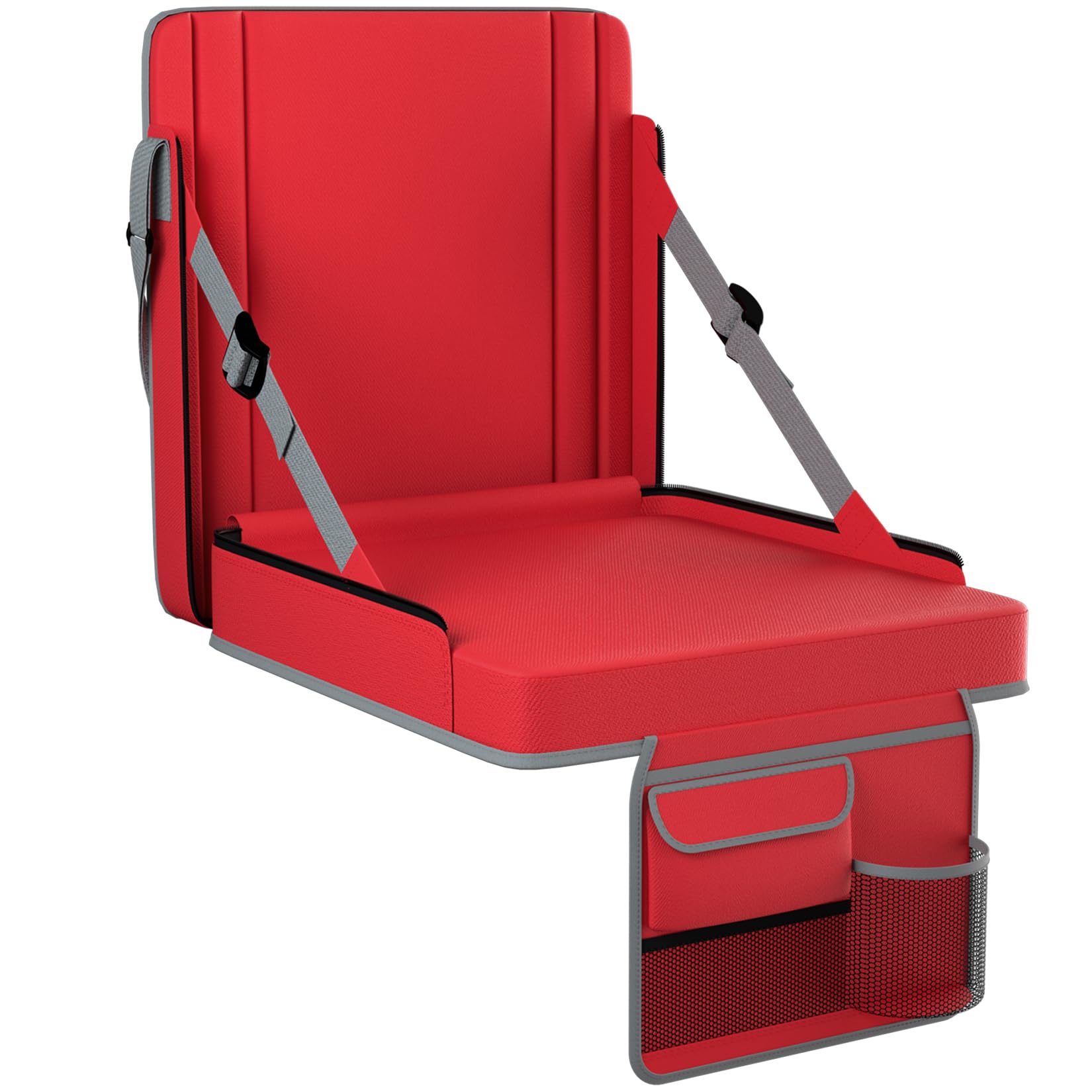 Stadium Seats with Back Support 1PACK Adjustable Bleacher Chairs with Back and Cushion Bleacher Seat with Cup Holder, Carry Handle & Shoulder Strap for Outdoor Sports Events, Picnics