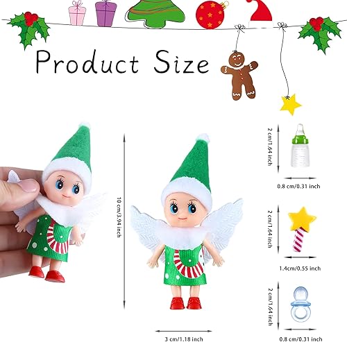 Miniatura 2 de Aoriher Juego de 20 muñecas de Navidad, 5 muñecas, 5 botellas de leche para muñecas, 5 chupetes y 5 varitas de hadas pequeñas para regalo de Navidad