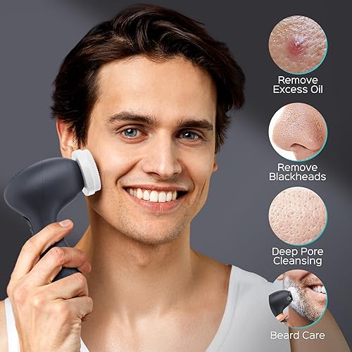 Miniatura 28 de Cepillo de limpieza facial: Dispositivo limpiador eléctrico exfoliante giratorio, impermeable con limpieza profunda y exfoliación giratoria; máquina