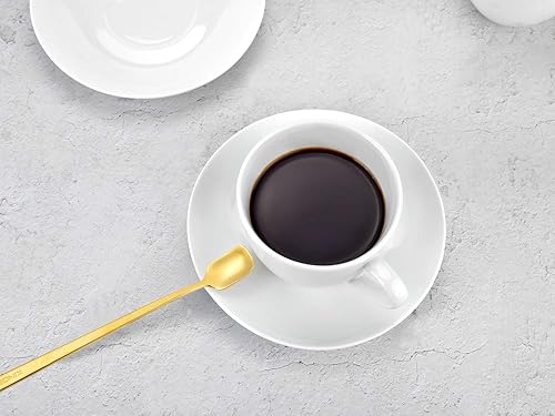 Miniatura 5 de Tazas de capuchino de porcelana de 7 onzas con platillos, juego de 4, perfectas para bebidas de café especiales, café con leche, café moca y té,