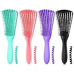 A.DASHER Detangling Hair Brush for Afro America/African Hair Textured 3a to 4c, Knots Detangler Scalp Massage Comb for Women (3 pcs, Purple)