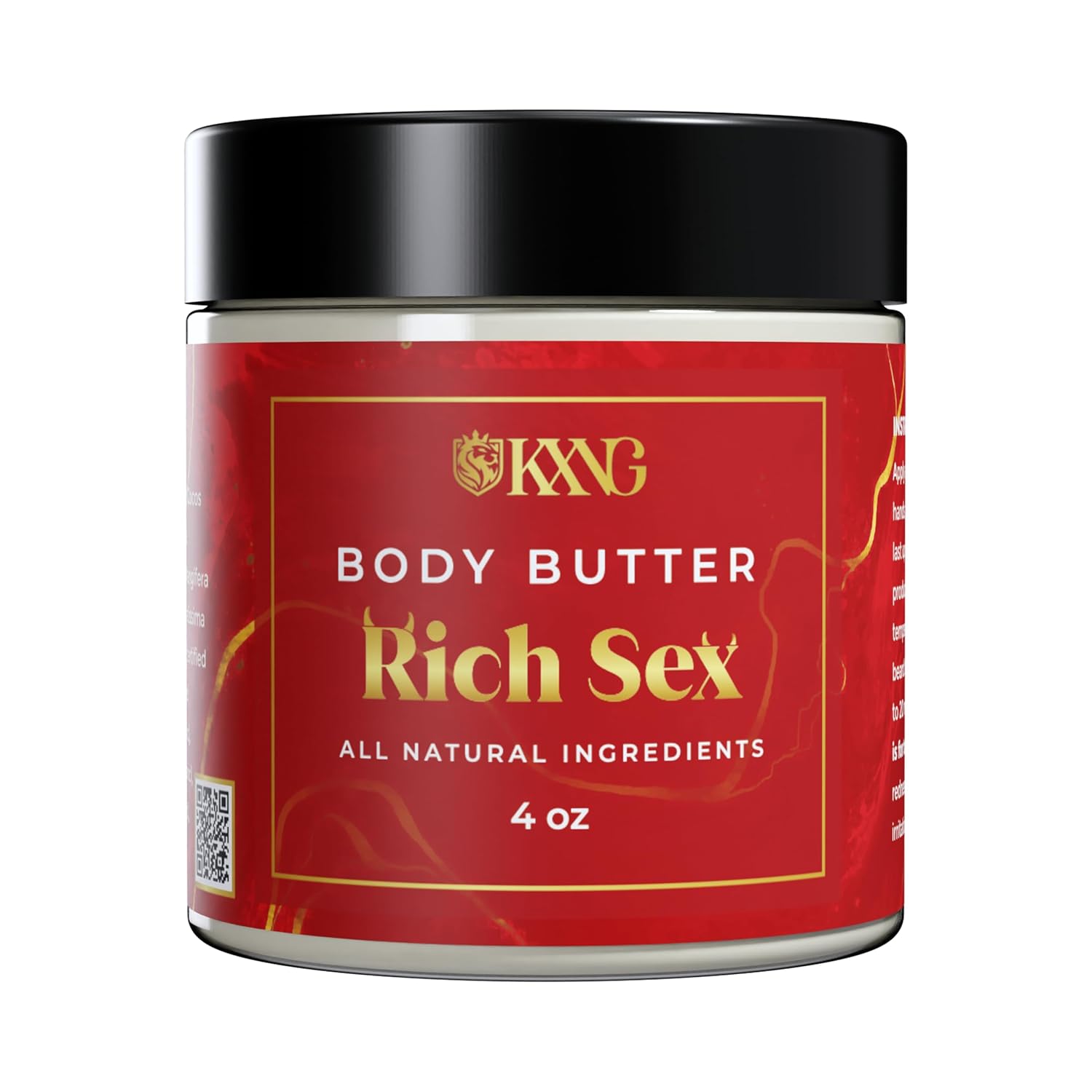 KXNG Cosmetics, Body Butter, Organic Skin Care for Men and Women, Body Moisturizer Lotions and Creams, Raw Shea Butter, Cocoa Butter, Mango, Coconut Oil, Hand, Foot, All Skin Types (Rich S*x)
