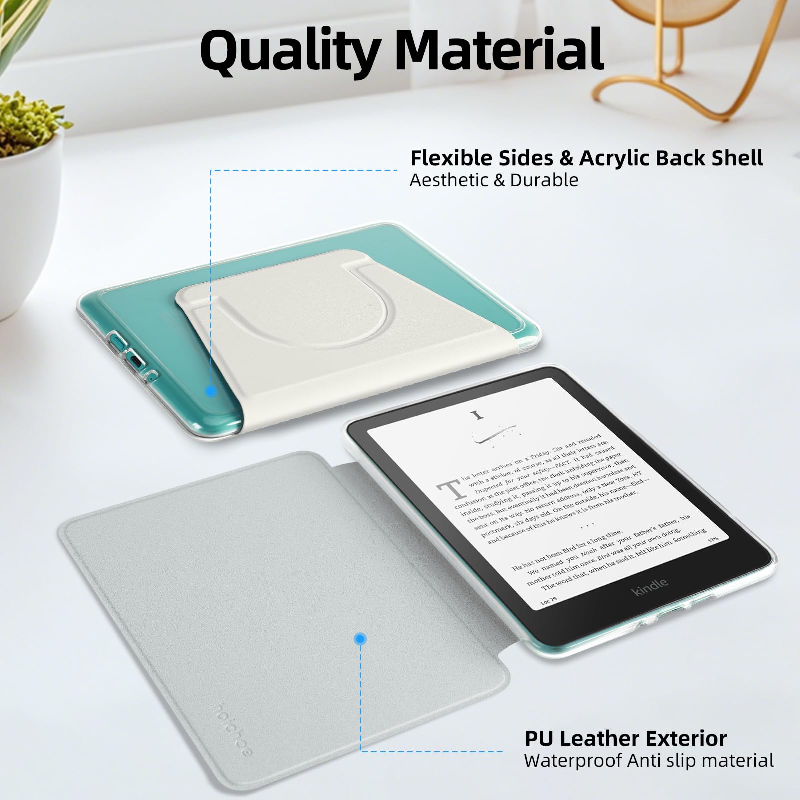 Custodia girevole a 360° per Kindle Paperwhite da 7 pollici di 12a generazione 2024 e Kindle Colorsoft SE, custodia con supporto magnetico staccabile in pelle PU, guscio posteriore rigido