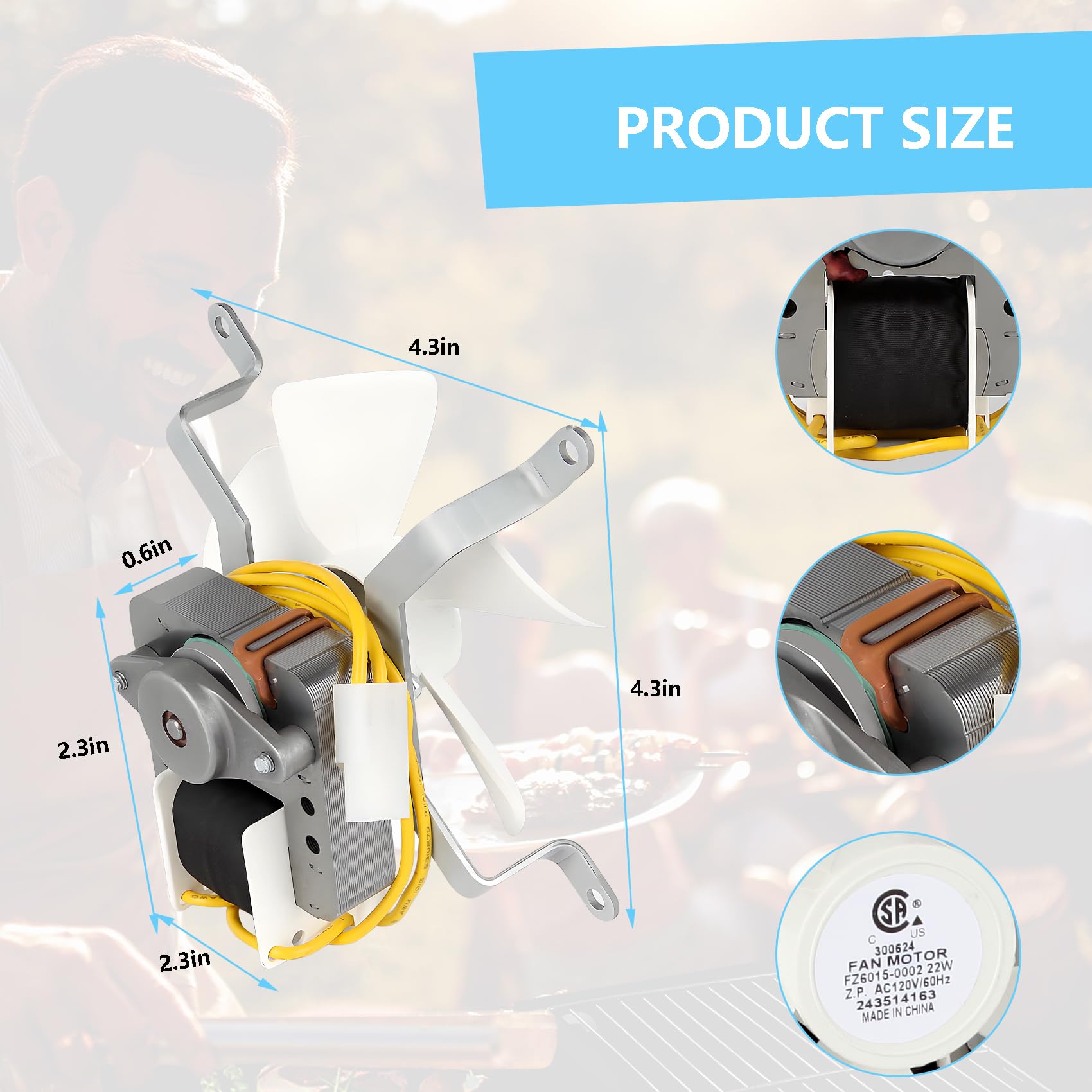 Subody Cldkz Kit de ventilador de inducción de repuesto, motor de ventilador de inducción mejorado, ventilador de inducción de parrilla resistente a altas temperaturas, ventilador de combustión para