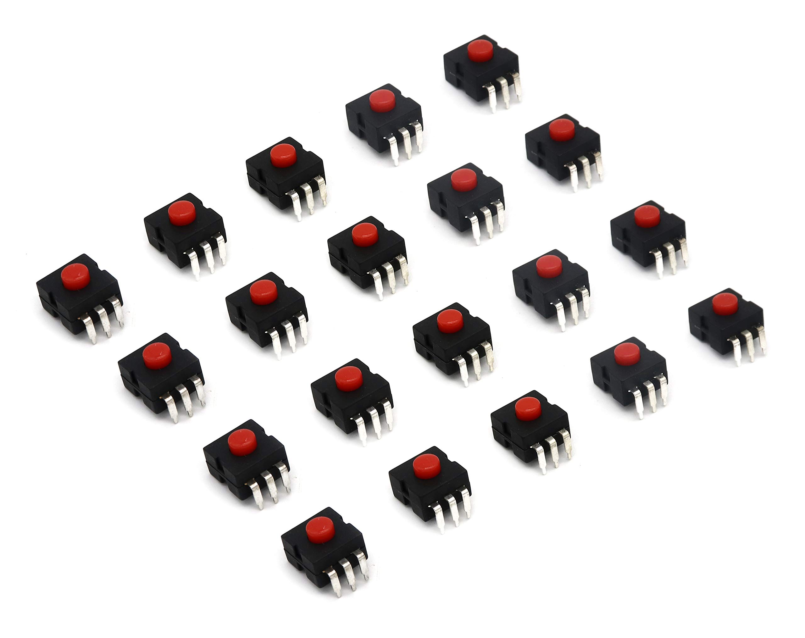 Electronic Spices PACK OF 20 Mini Red 3 Pin on-off 3 Position PCB Flashlight Push Button Switches-picture-18