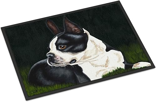 Caroline's Treasures AMB1321JMAT Boston Terrier Beauty - Tapete de 24 x 36 pulgadas para puerta delantera, para interiores y exteriores, para