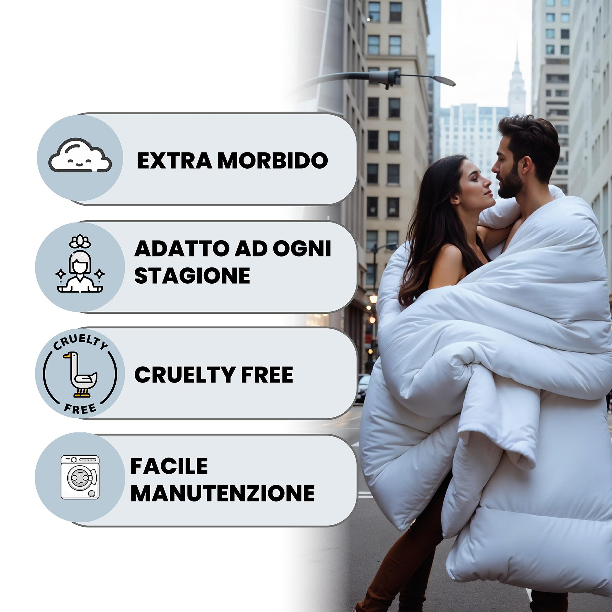 Italian Bed Linen Piumino 4 Stagioni Prestige, Microfibra, Bianco, 150 x 200 cm