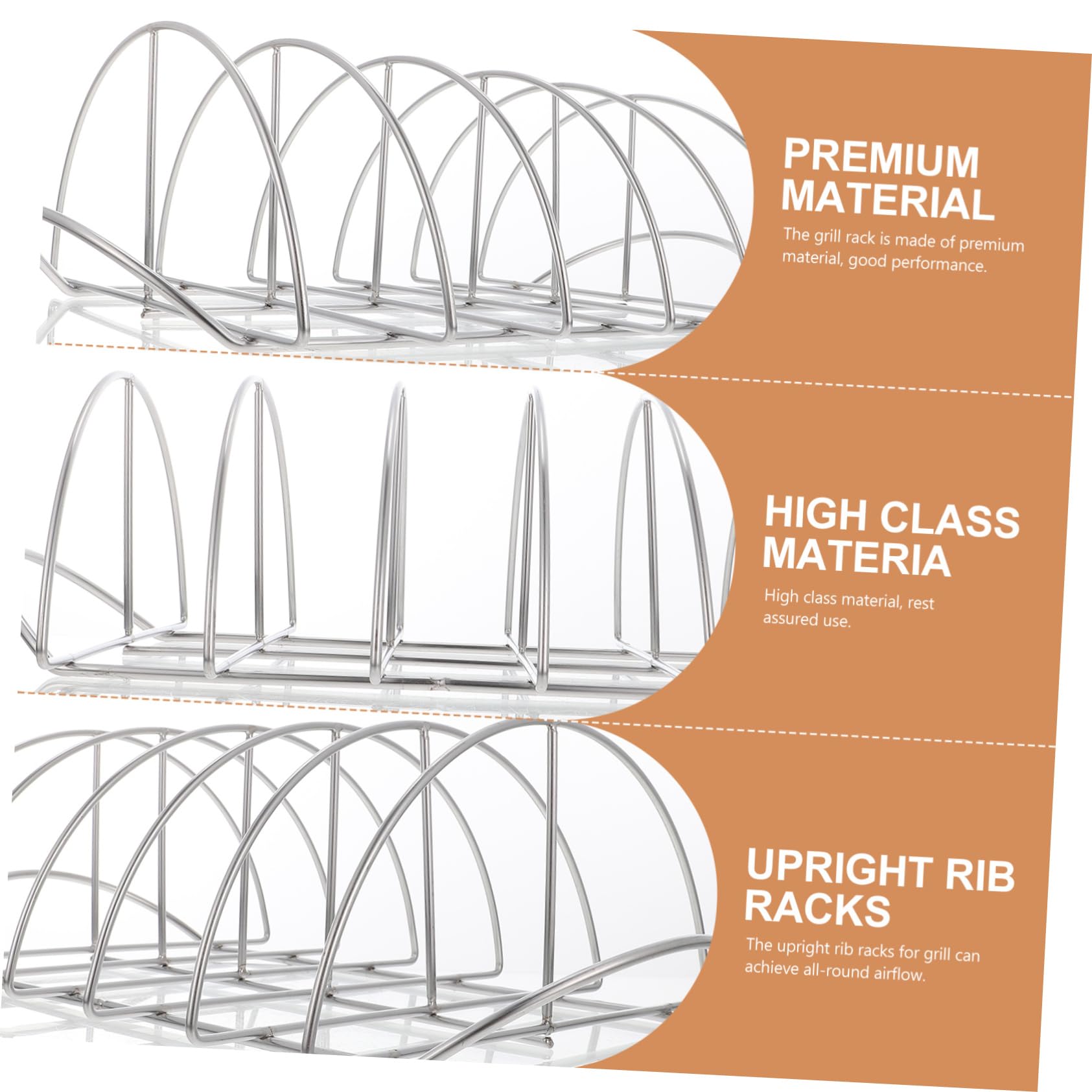 Sosoport Supporto per Costine in Acciaio Inox, Griglia Multifunzione per Barbecue, Resistente all’Usura, Leggera, per Picnic e Cottura alla Brace