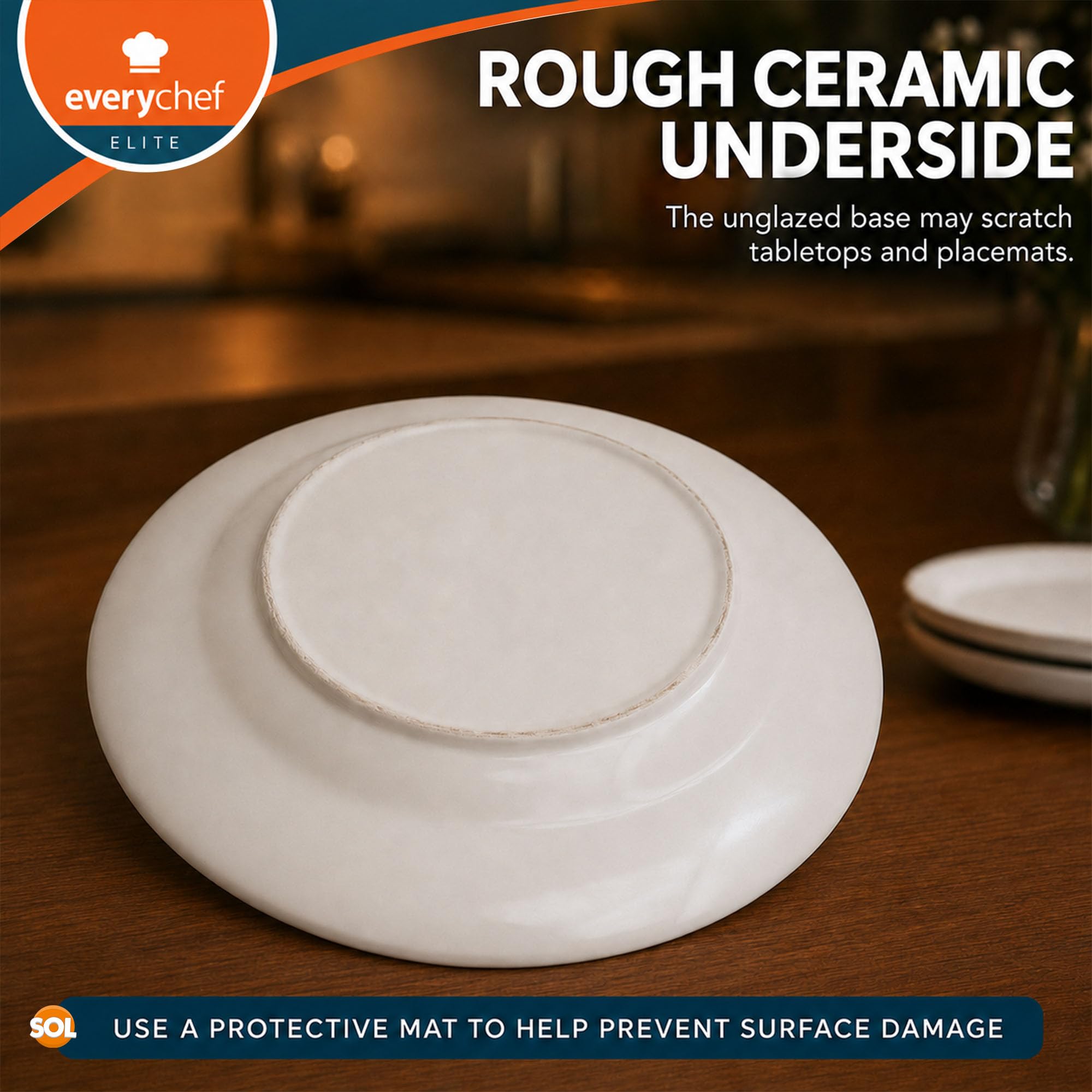 Lot de 6 assiettes en céramique blanche de 26,7 cm