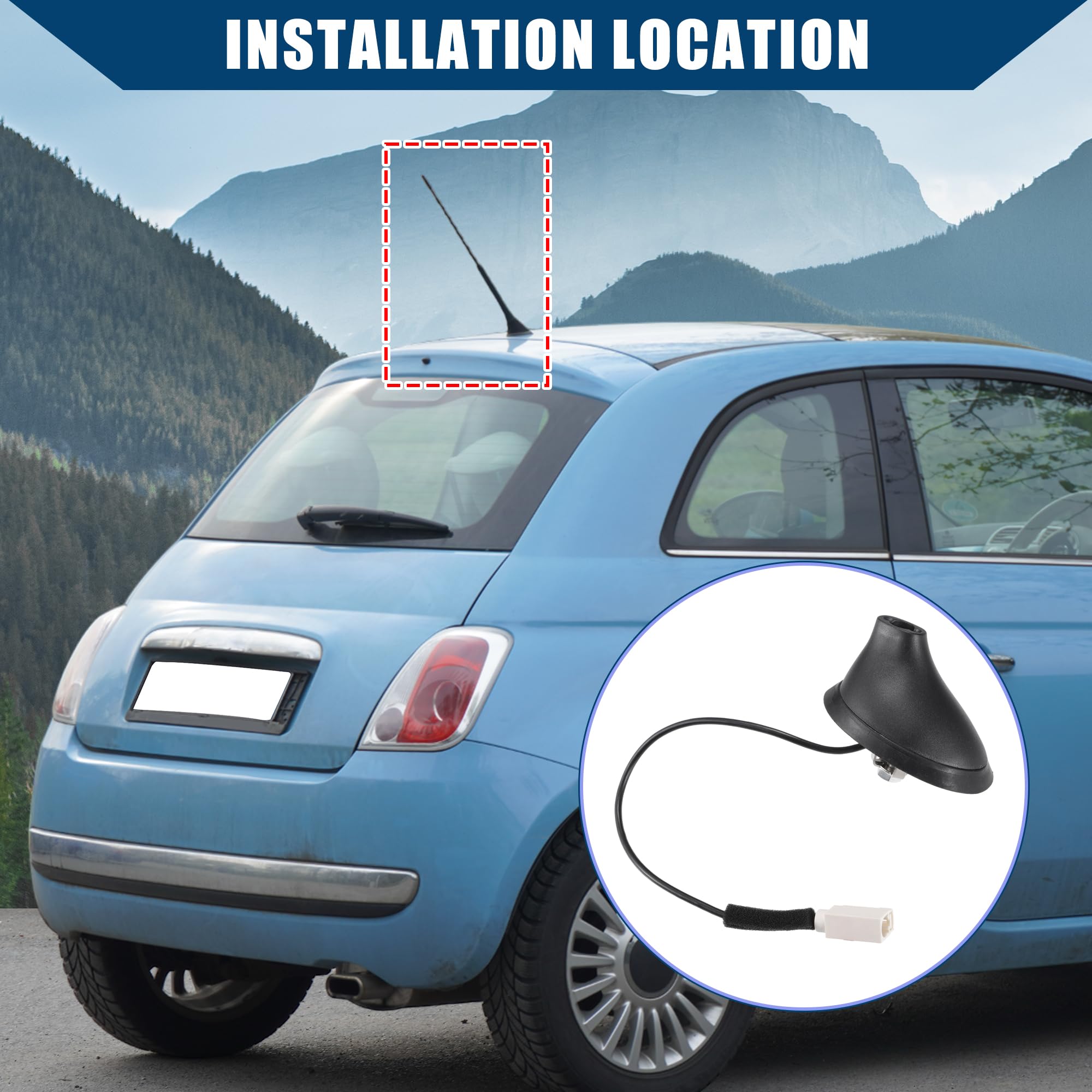 Nr. 50540987 - Base antenna per Fiat 500, esterno, resistente, 1 pezzo