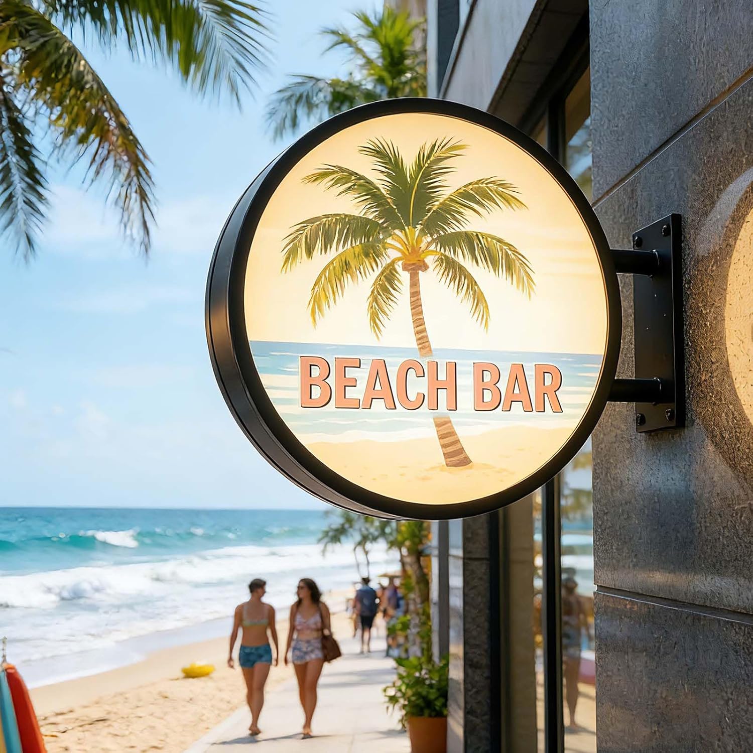 Custom Advertising Logo Lightbox Sign – Personalized Double Sided LED Round Business Sign for Outdoor Storefront, Waterproof Light Box Wall Mount for Shop, Café, Bar, Salon & Restaurant (16''–32'') (24 in (60 cm))
