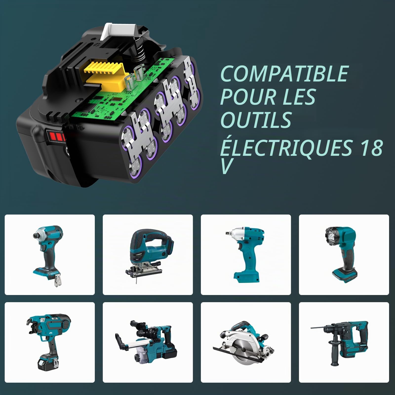 2 x 10000mAh/10,0 Ah Compatible pour Makita Batteries 18V