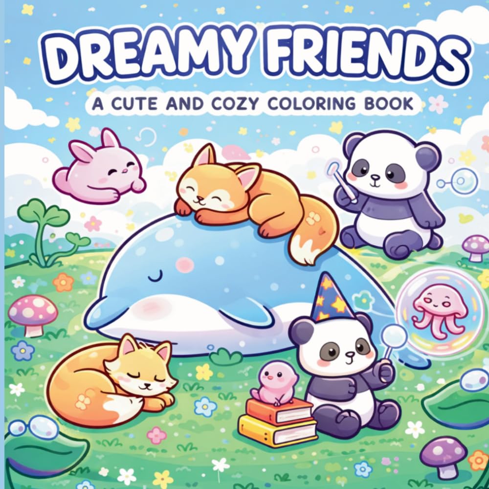 Dreamy Friends: A Cute and Cozy Coloring Book for Teens and Adults - 41 Adorable Animal Designs