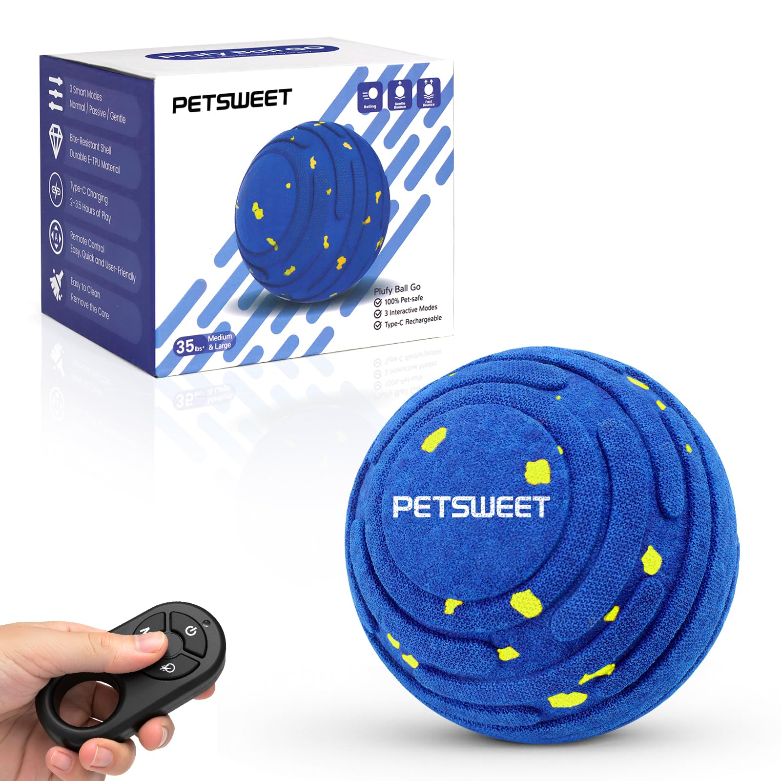 Jouet interactif intelligent pour chien, balle indestructible E-TPU pour mâcheurs agressifs, mouvement automatique, balle rechargeable pour chiens de petite, moyenne et grande taille, pour