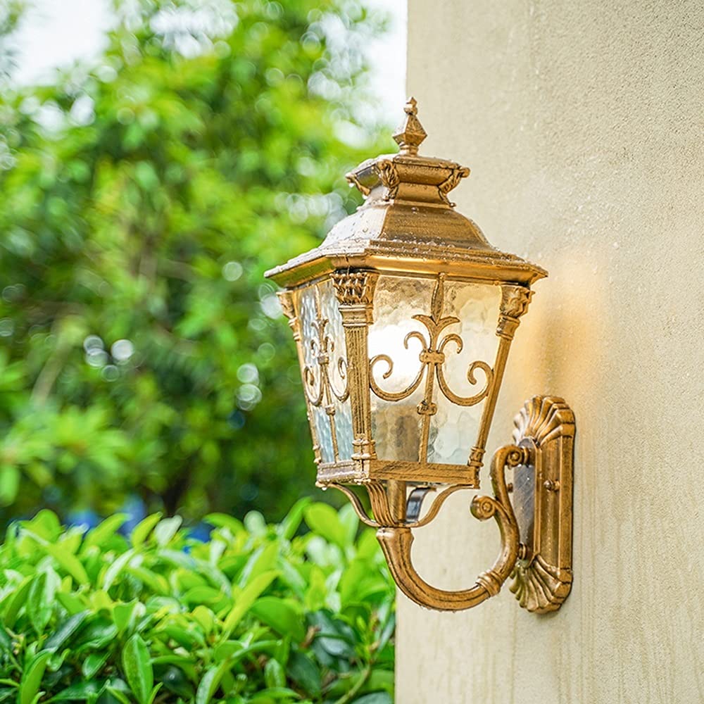 Laumzx Gold/Light Traditional Outdoor Wall Lantern Sconce, Antique Finish Exterior Fixture, Hardwired Wall Mounted Lamp For Porch, Entryway, Patio Lighting