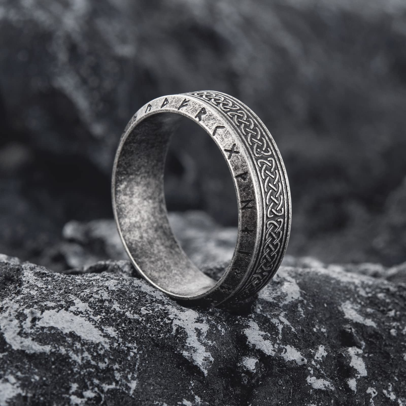 Men's Rings KIRTIJW Viking Rings For Men Norse Viking Raven Runes