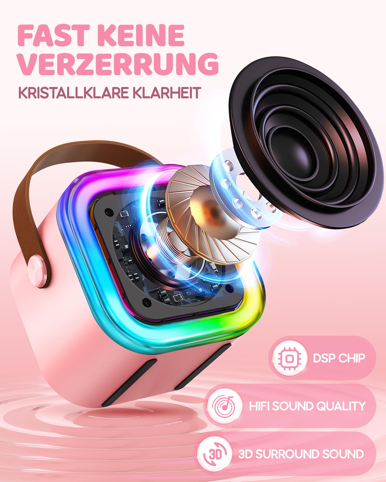 Karaoke Maschine Kinder, Geschenk für Mädchen 3-12 Jahre, Karaoke Kinder Spielzeug ab 3-12 Jahre Mädchen, Karaoke Maschine mit 2 Karaoke Mikrofon Kinder