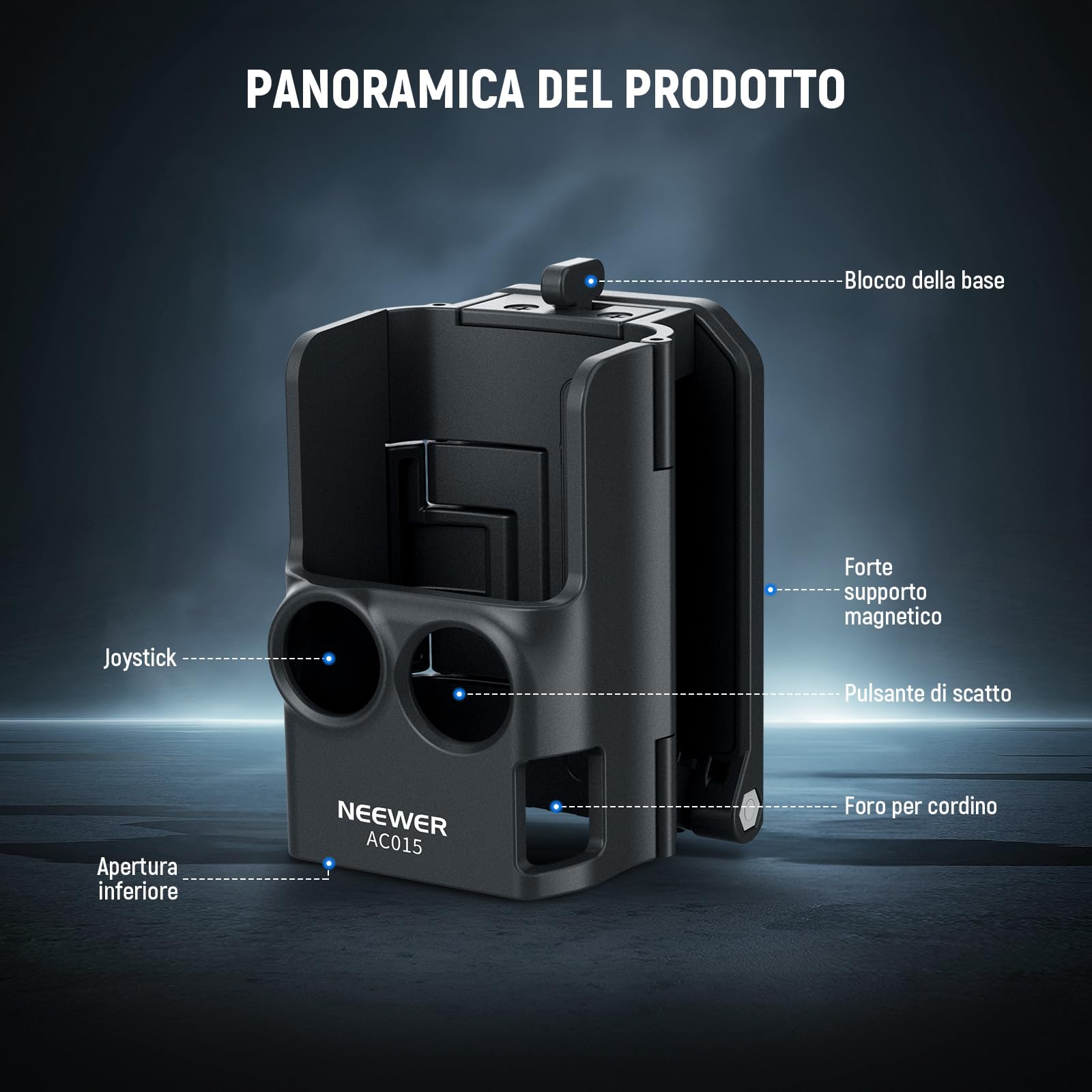 NEEWER BASICS Supporto Magnetico Compatibile con DJI Osmo Pocket 3 e Creator Combo, Staffa Adattatore di Espansione Accessori, Supporto Fotocamera in Plastica Inclinabile 180° con Panno Pulizia, AC015