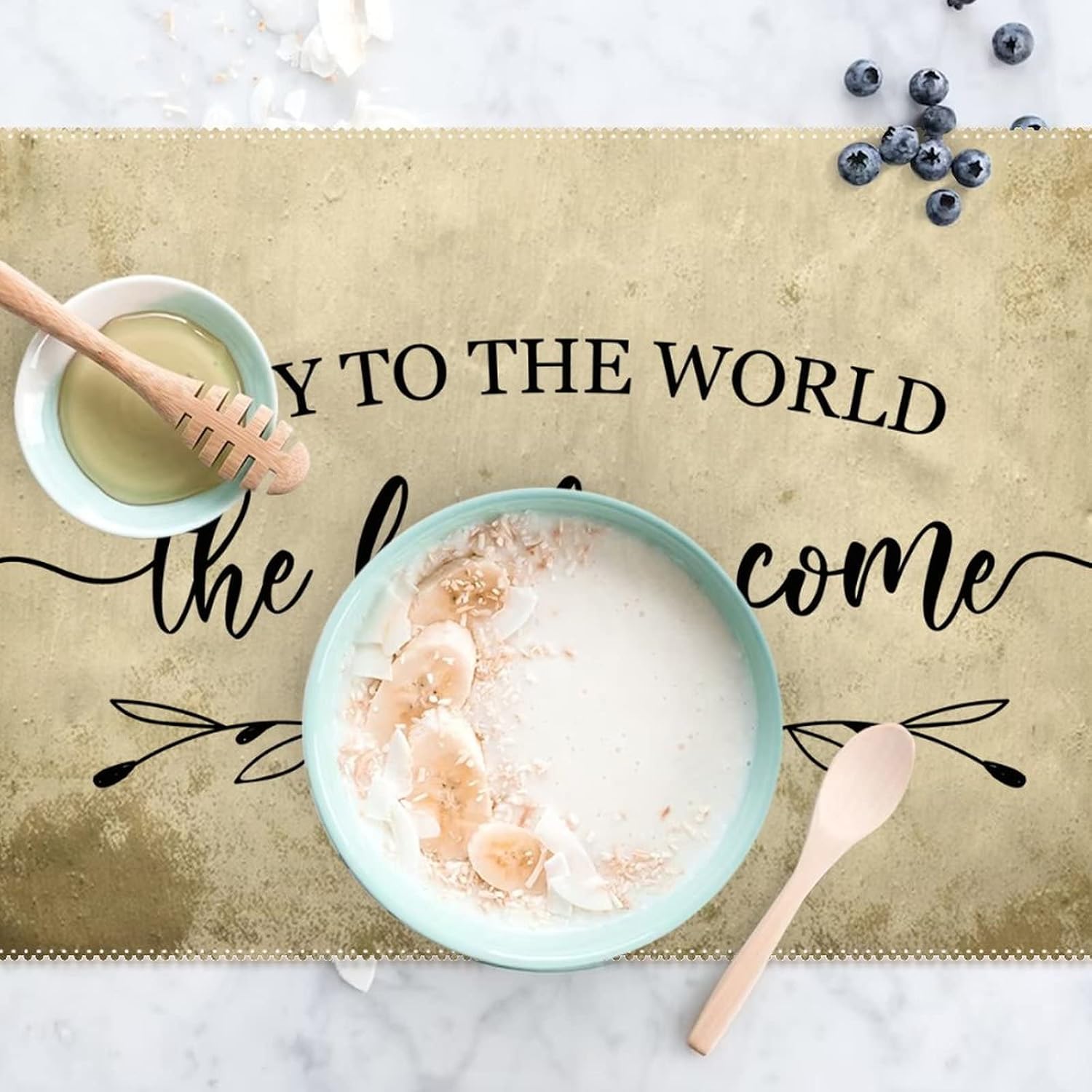 Joy to The World The Lord is Come Placemat 4 PCS, Merry Christmas Non-Slip Spring Placemats for Kitchen Dining Table BBQ Patio Parties, Dirt Resistant Wipeable Washable Durable