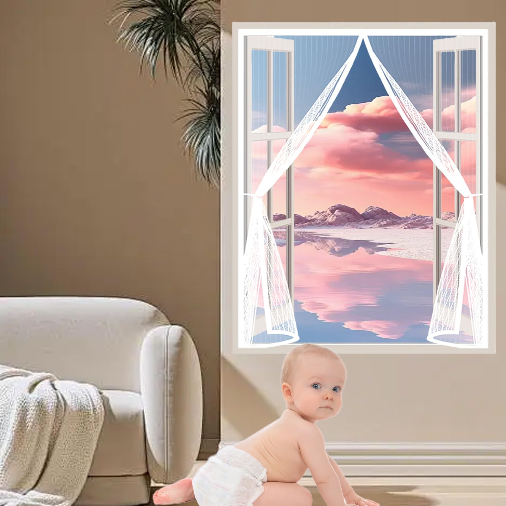Moustiquaire fenêtre magnétique 79x75 blanc anti-moustiques fine
