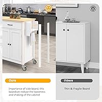 Vista 99 de LUMISOL Carrito de isla de cocina con ruedas de bloqueo con 2 cajones y 4 gabinetes, isla de cocina rodante con estantes ajustables, mesa de madera