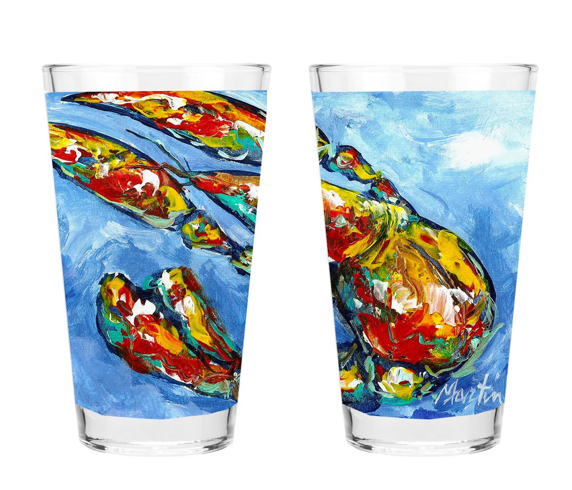 Caroline's Treasures MW1171PINT Crawfish 16 ounce Mixing Glass Pint Glass for Beer, Margaritas, Sodas and More, Restaurant Quality Glassware