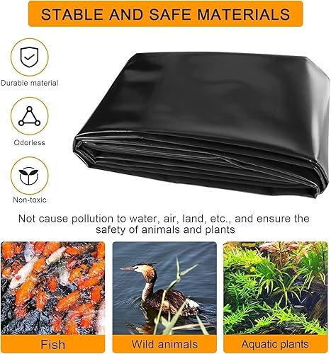 Miniatura 3 de Doniks Forro de 13 x 20 pies de 20 mil, LDPE para fuente de agua y jardín de agua con cascada negra, revestimiento Koi de fácil corte