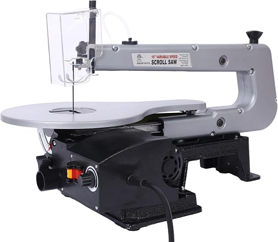 LuckyNote16-Inch Variable Speed Scroll Saw with Extra-Large Adjustable Tilting Table Ideal for Woodworking Projects and Precision Cuts