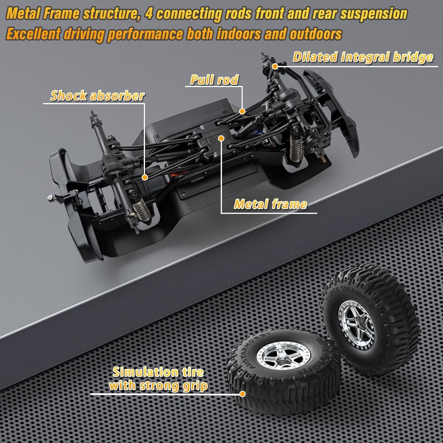 Ttrzlrb Camión Todoterreno RC Crawler 4x4 RTR 1/18 con Luces y Control Remoto, Luces de Marcha atrás, Motor de escobillas, ESC escobillado Impermeable, Todoterreno 4x4(Grey)