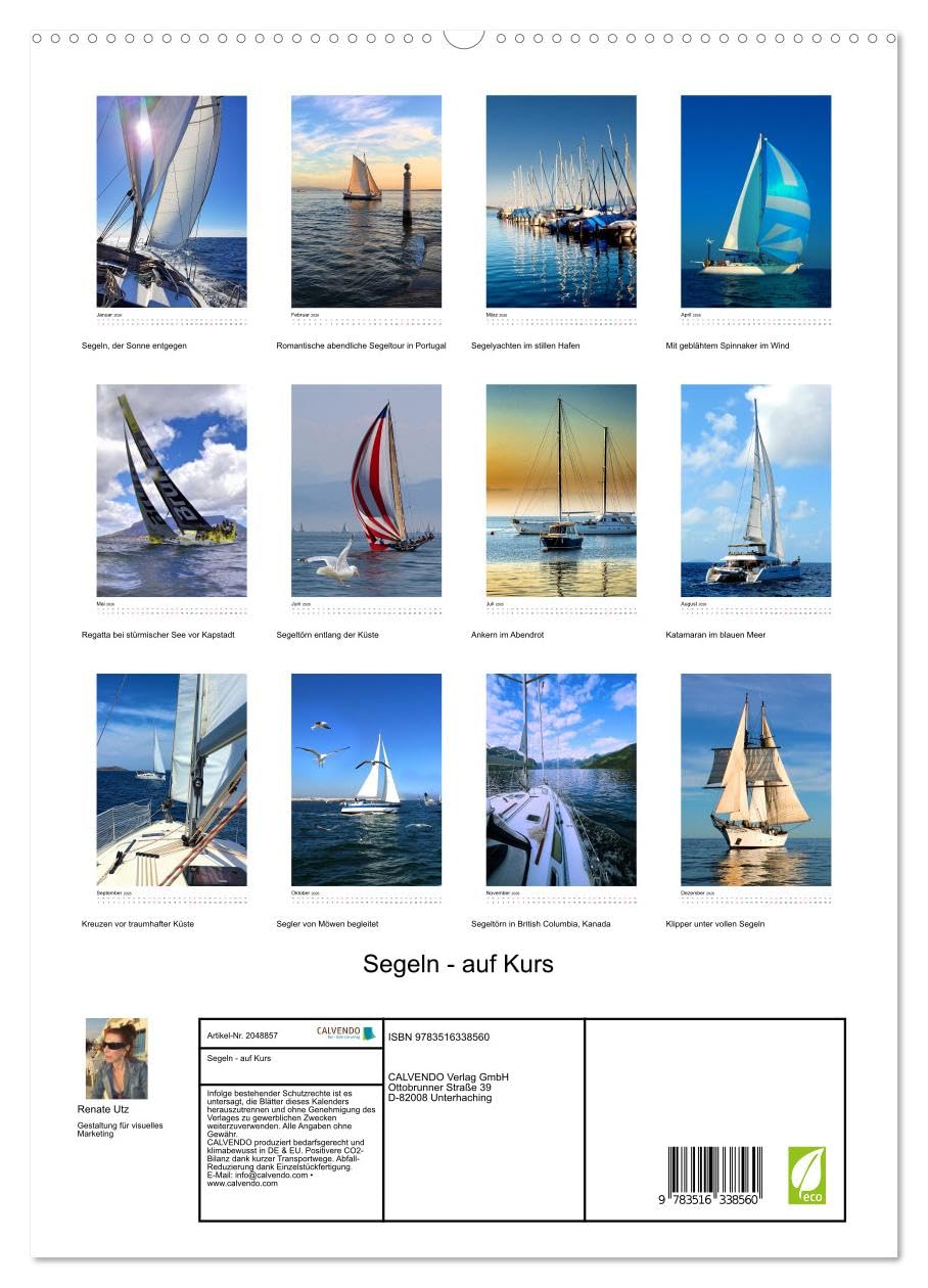 Segeln - auf Kurs (hochwertiger Premium Wandkalender 2026 DIN A2 hoch), Kunstdruck in Hochglanz: Traumhafte Bilder von Segeltörns rund um den Globus (CALVENDO Sport)