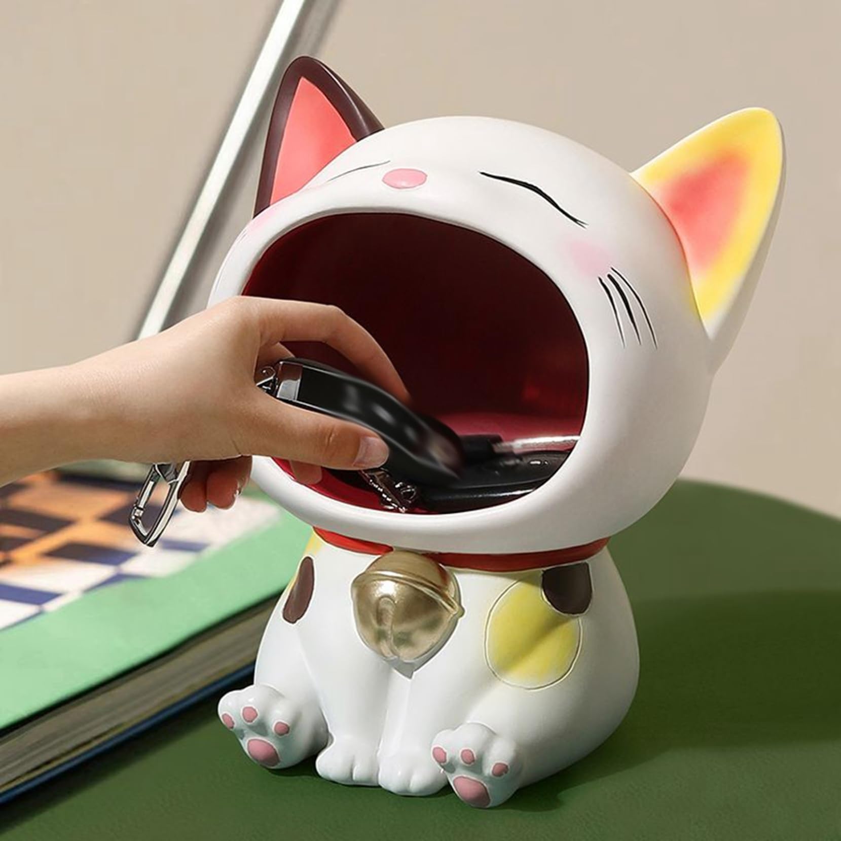 Amazon.co.jp: 玄関収納 ビッグマウス猫 小物入れ 鍵置き かわいい猫鍵 