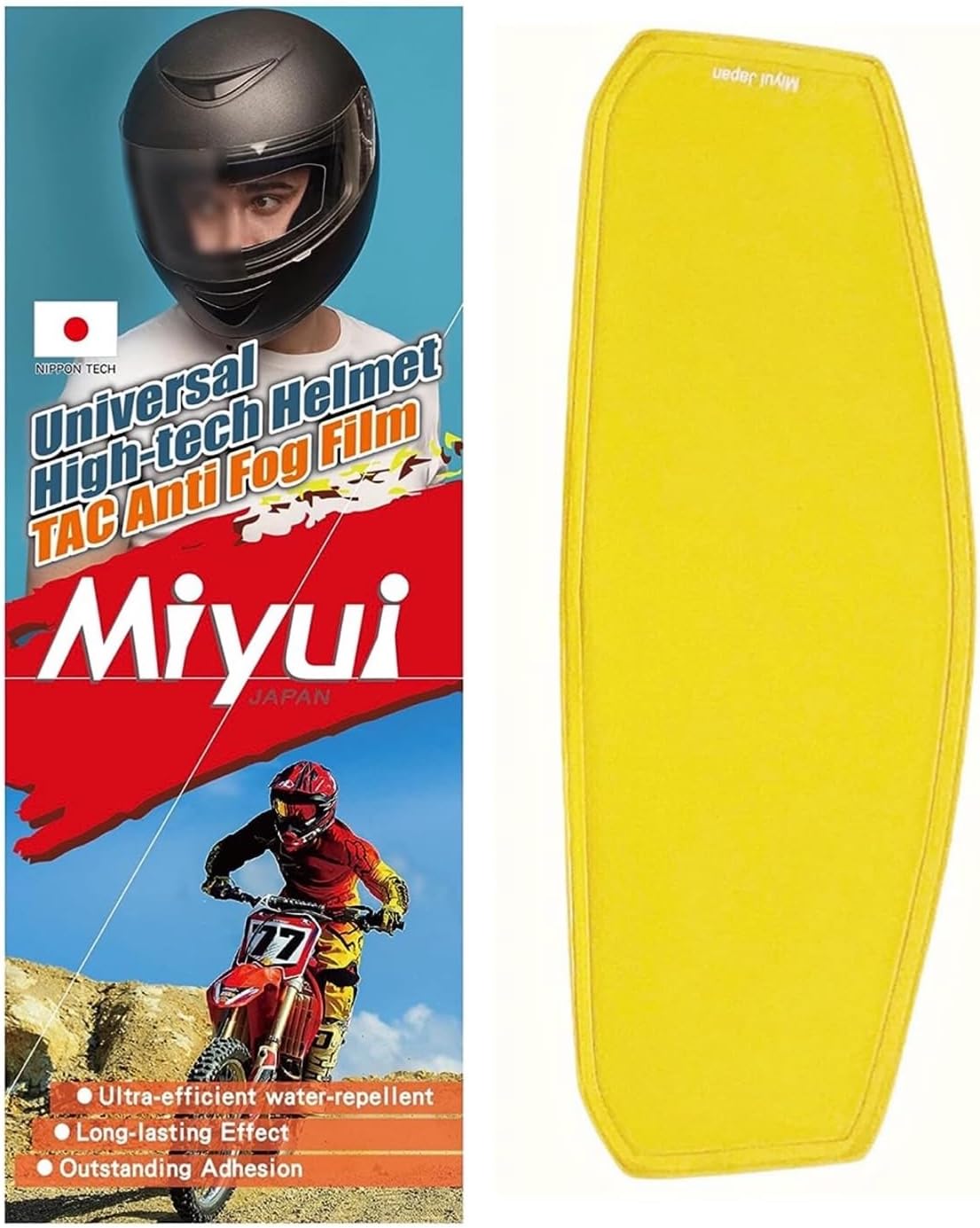 SHIELD Universal Motorcycle Helmet Shield Anti-Fog Film, Yellow Visor Lens Insert Fog Resistant 3.83″ x 10.04