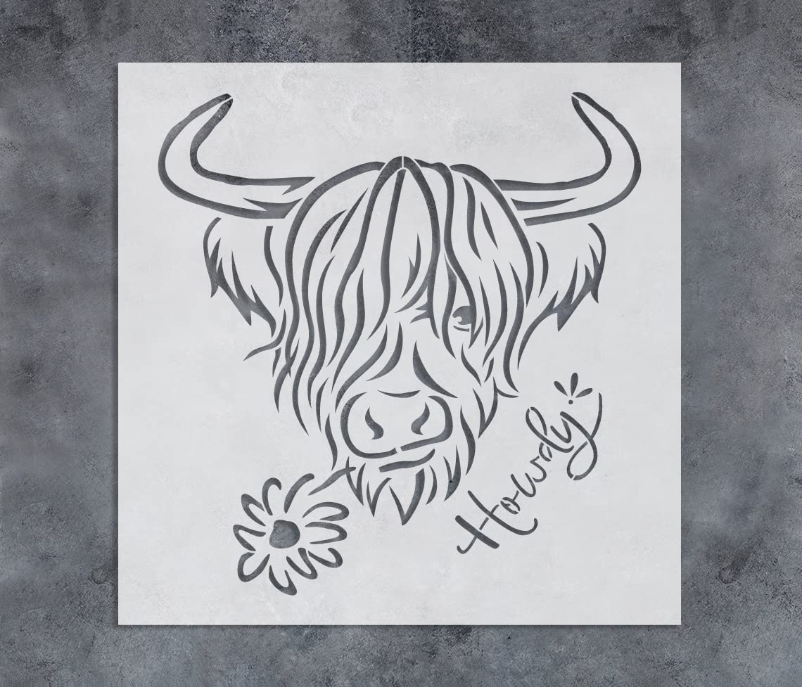 Amazon.com : GSS Designs Highland Cow Stencils 12x12Inch Heifer Stencils Farmhouse Craft Stencils Cow Stencils for Painting on Wood Wall Furniture Crafts : Arts, Crafts & Sewing